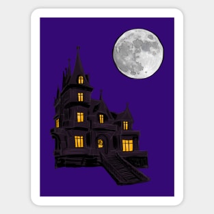 Haunted house with full moon Sticker